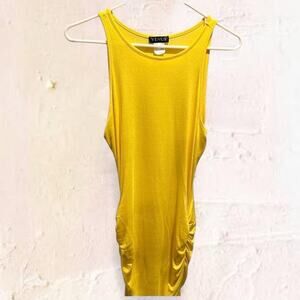 Venus Yellow bodycon dress with ruching detail